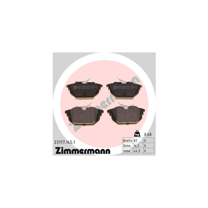 ZIMMERMANN 23177.145.1 Pastiglie freno Posteriore per