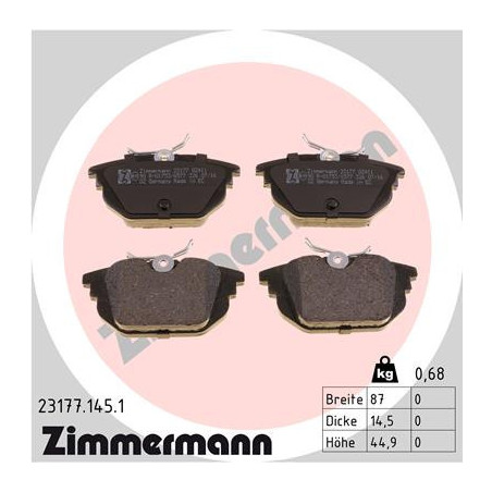 ZIMMERMANN 23177.145.1 Bremsbeläge Hinten für