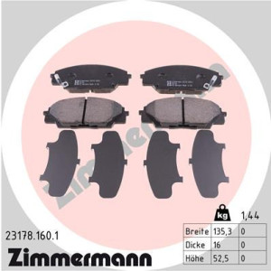 ZIMMERMANN 23178.160.1 Brzdové platničky Predné pre