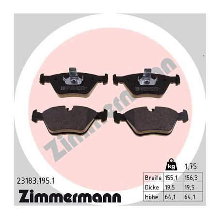ZIMMERMANN 23183.195.1 Brzdové platničky Predné pre