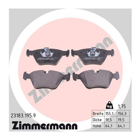 ZIMMERMANN 23183.195.9 Bremsbeläge Vorne für
