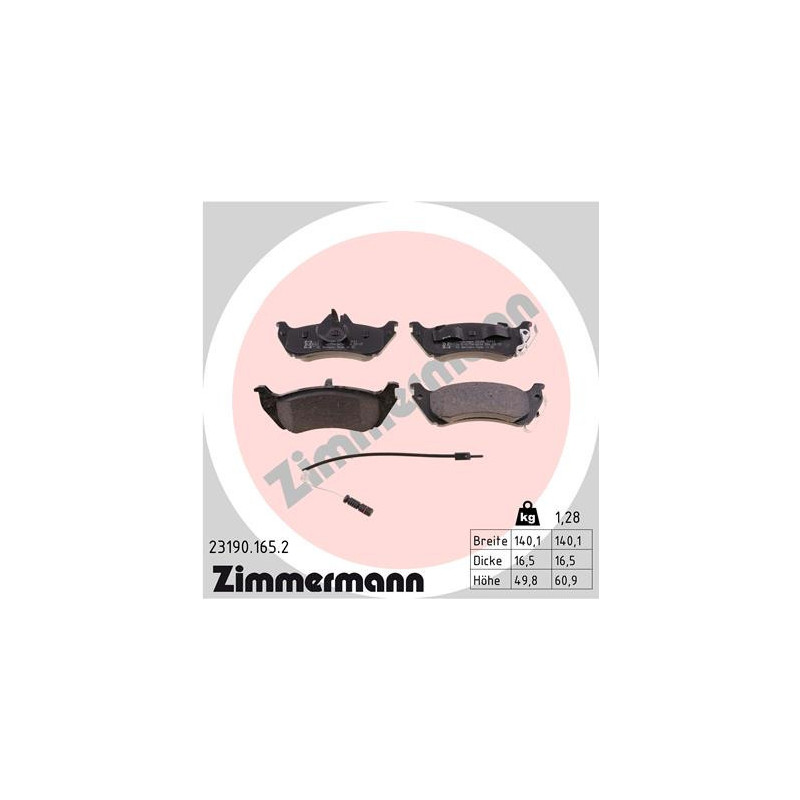 ZIMMERMANN 23190.165.2 Klocki hamulcowe Tył dla