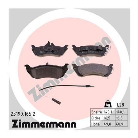 ZIMMERMANN 23190.165.2 Brzdové platničky Zadné pre