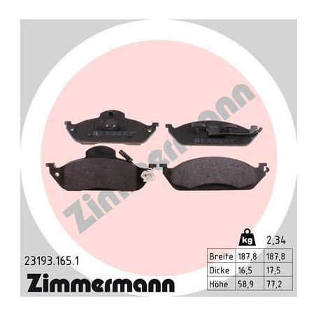ZIMMERMANN 23193.165.1 Brake Pads Set