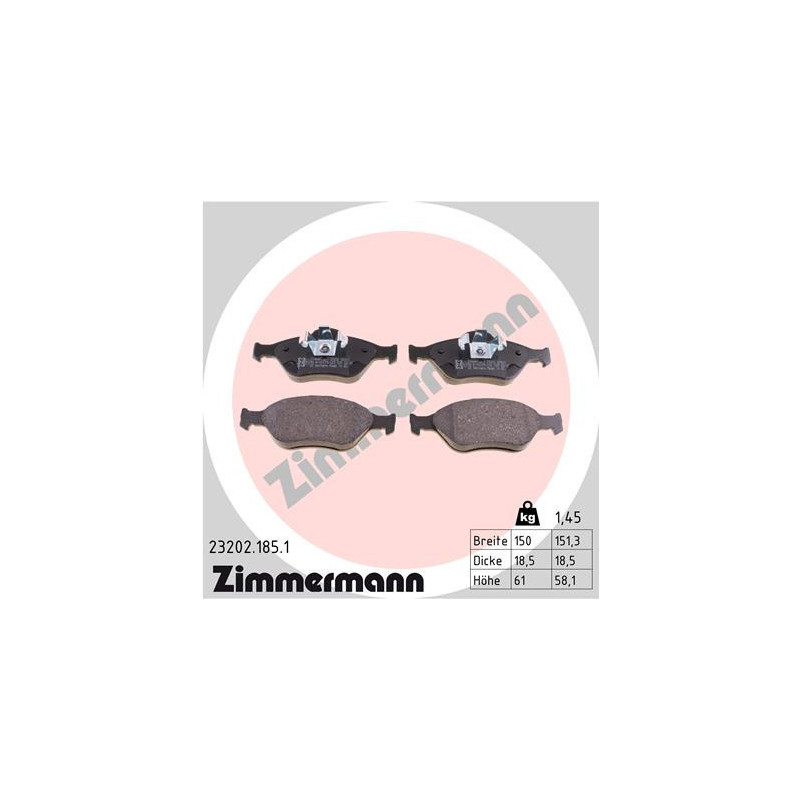 ZIMMERMANN 23202.185.1 Klocki hamulcowe Przód dla