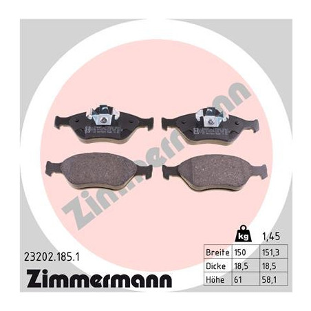 ZIMMERMANN 23202.185.1 Plaquettes de frein Avant pour