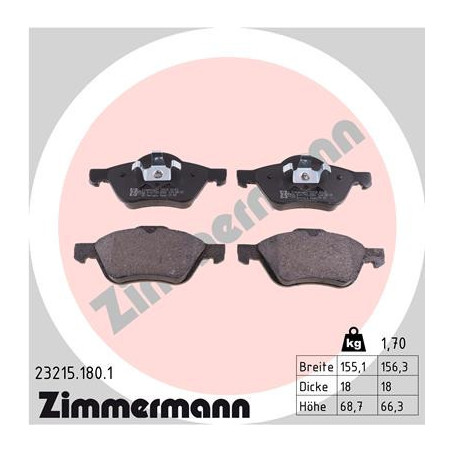 ZIMMERMANN 23215.180.1 Pastiglie freno Anteriore per