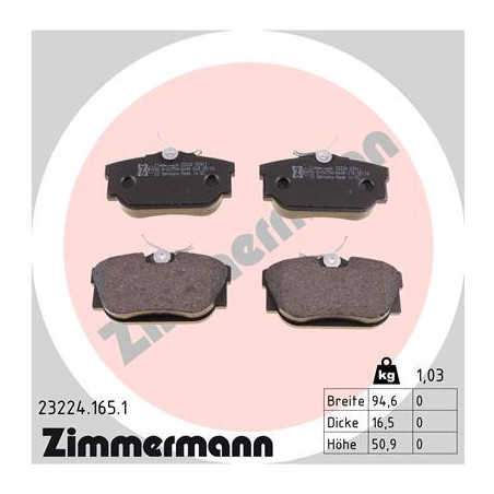 ZIMMERMANN 23224.165.1 Klocki hamulcowe Tył dla