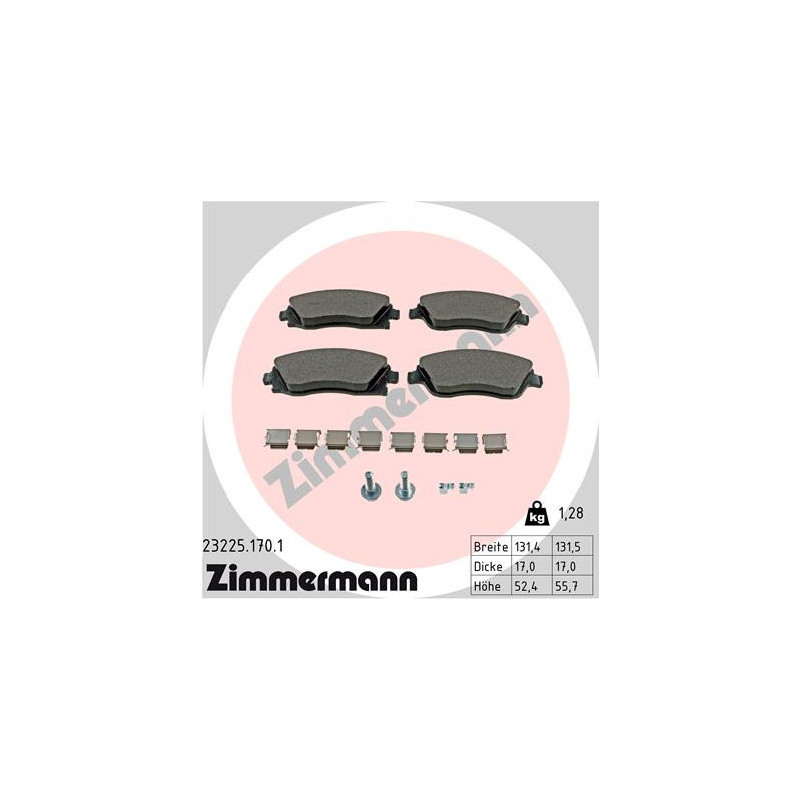 ZIMMERMANN 23225.170.1 Klocki hamulcowe Przód dla