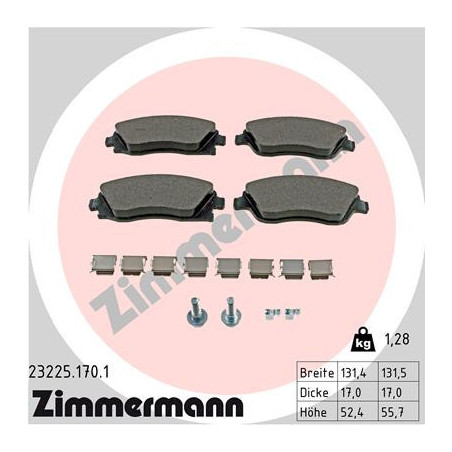ZIMMERMANN 23225.170.1 Brzdové destičky Přední pro