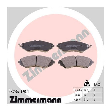 ZIMMERMANN 23234.170.1 Brake Pads Set Front for
