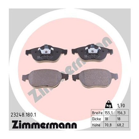 ZIMMERMANN 23248.180.1 Brake Pads Set Front for