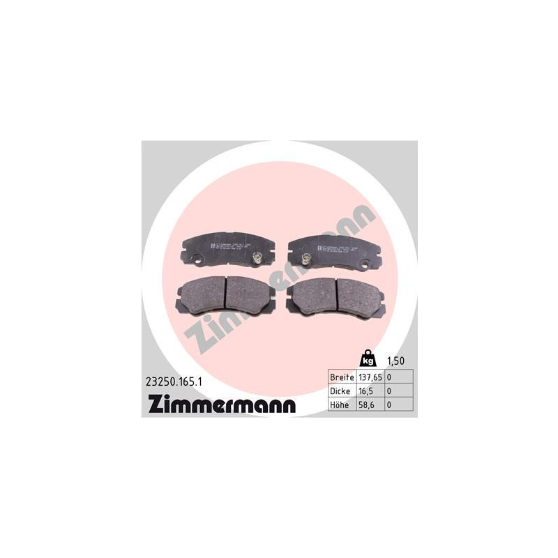 ZIMMERMANN 23250.165.1 Klocki hamulcowe Przód dla
