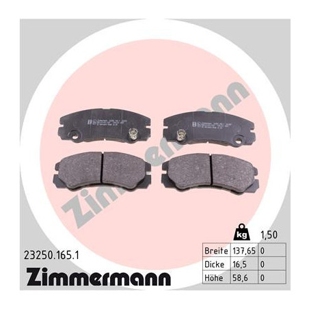 ZIMMERMANN 23250.165.1 Pastiglie freno Anteriore per