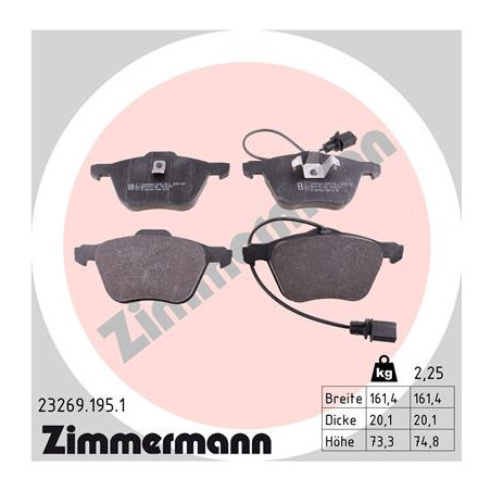 ZIMMERMANN 23269.195.1 Pastiglie freno Anteriore per