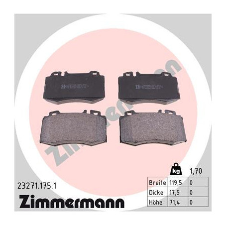 ZIMMERMANN 23271.175.1 Klocki hamulcowe Przód dla