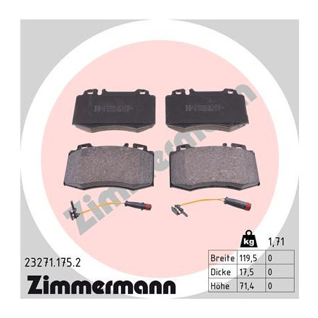 ZIMMERMANN 23271.175.2 Brzdové destičky Přední pro
