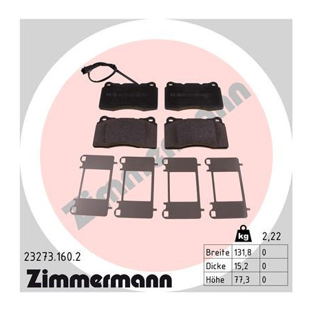 ZIMMERMANN 23273.160.2 Brzdové destičky Přední pro