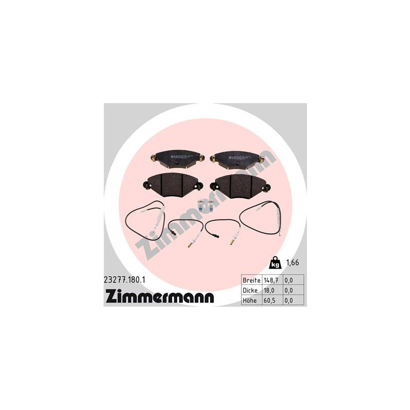 ZIMMERMANN 23277.180.1 Klocki hamulcowe Przód dla