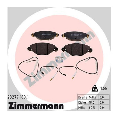 ZIMMERMANN 23277.180.1 Klocki hamulcowe Przód dla