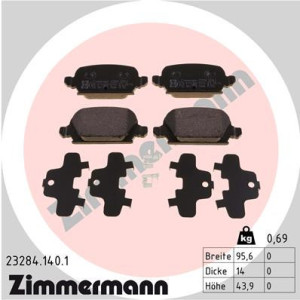 ZIMMERMANN 23284.140.1 Pastillas de freno Trasero para