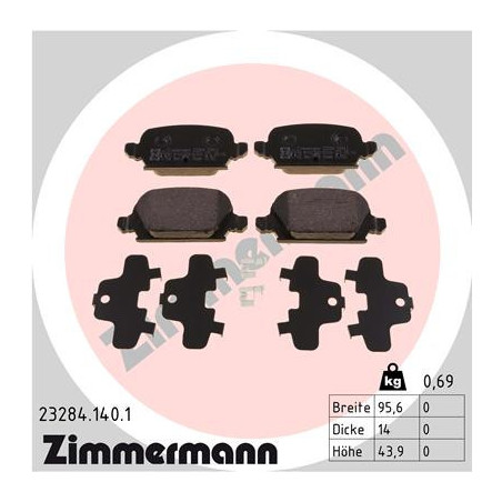 ZIMMERMANN 23284.140.1 Bremsbeläge Hinten für