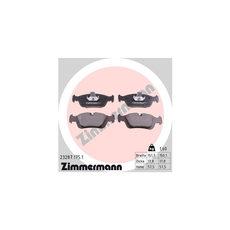 ZIMMERMANN 23287.175.1 Plaquettes de frein Avant pour