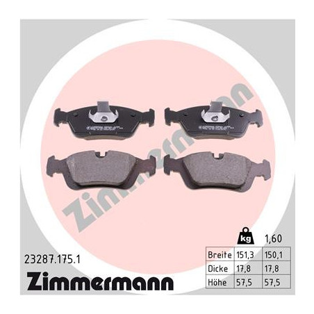 ZIMMERMANN 23287.175.1 Brake Pads Set Front for