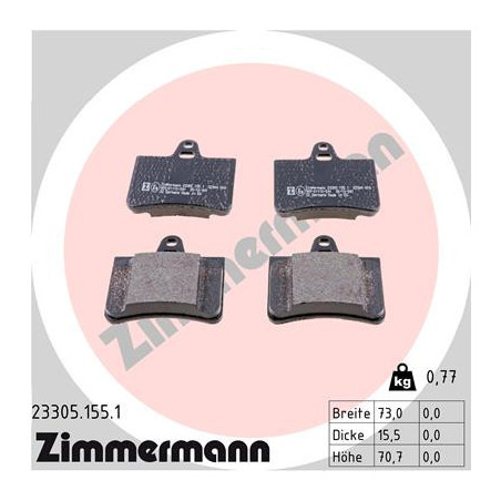ZIMMERMANN 23305.155.1 Pastillas de freno Trasero para