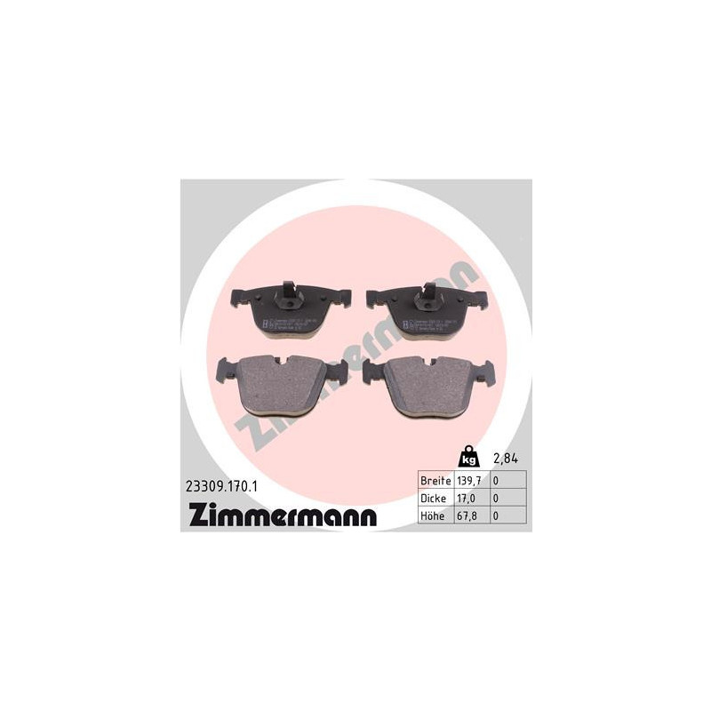 ZIMMERMANN 23309.170.1 Brake Pads Set Rear for