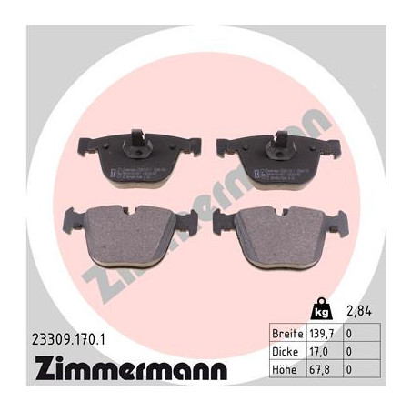 ZIMMERMANN 23309.170.1 Brake Pads Set Rear for