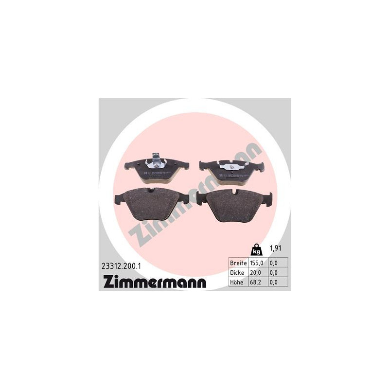 ZIMMERMANN 23312.200.1 Klocki hamulcowe Przód dla