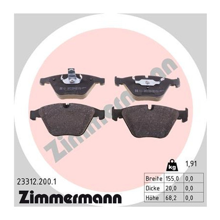 ZIMMERMANN 23312.200.1 Brake Pads Set Front for