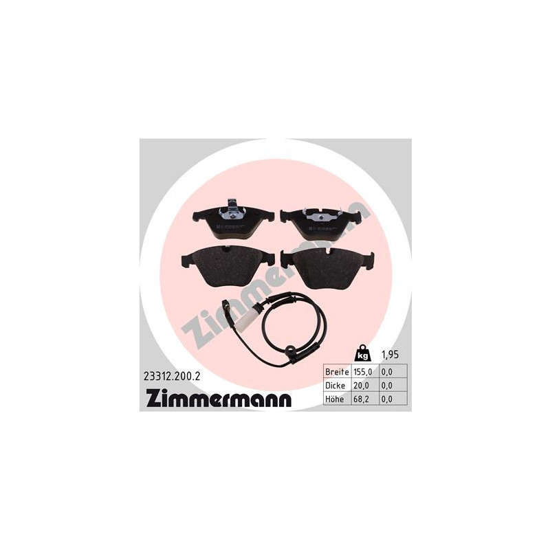 ZIMMERMANN 23312.200.2 Brzdové destičky Přední pro