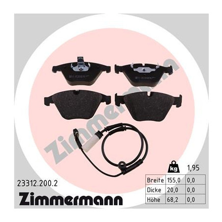 ZIMMERMANN 23312.200.2 Brzdové destičky Přední pro