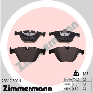 ZIMMERMANN 23312.200.9 Brzdové platničky Predné pre