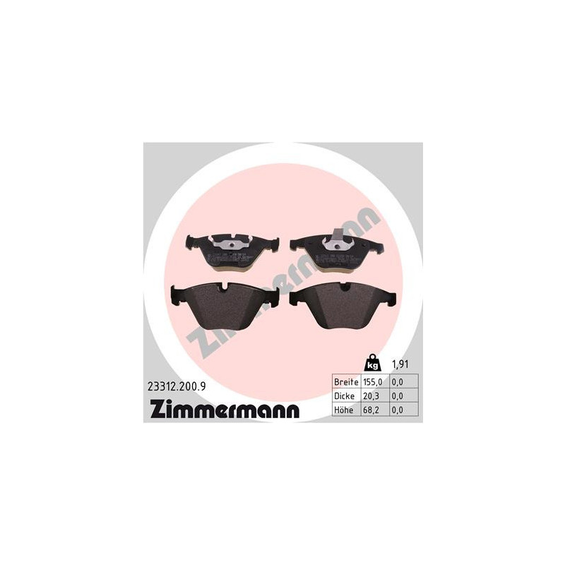 ZIMMERMANN 23312.200.9 Pastiglie freno Anteriore per