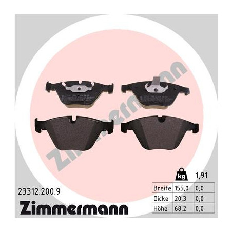 ZIMMERMANN 23312.200.9 Bremsbeläge Vorne für