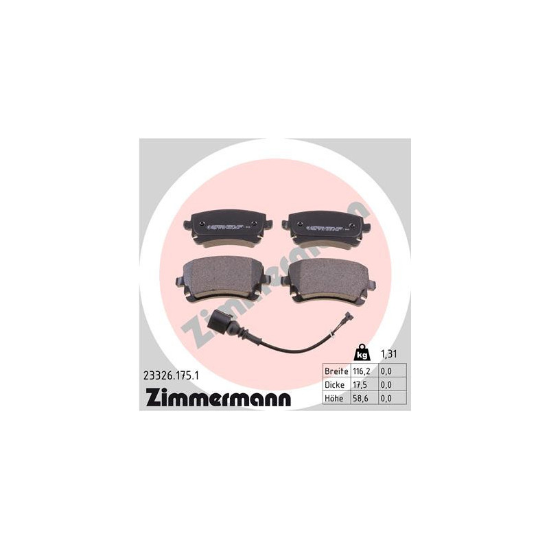 ZIMMERMANN 23326.175.1 Brake Pads Set Rear for