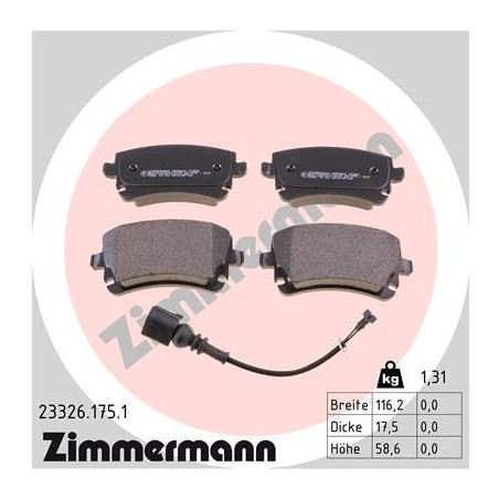 ZIMMERMANN 23326.175.1 Brzdové destičky Zadní pro