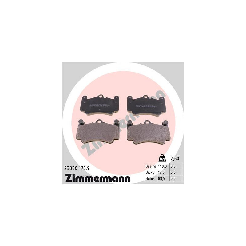 ZIMMERMANN 23330.170.9 Klocki hamulcowe Przód dla
