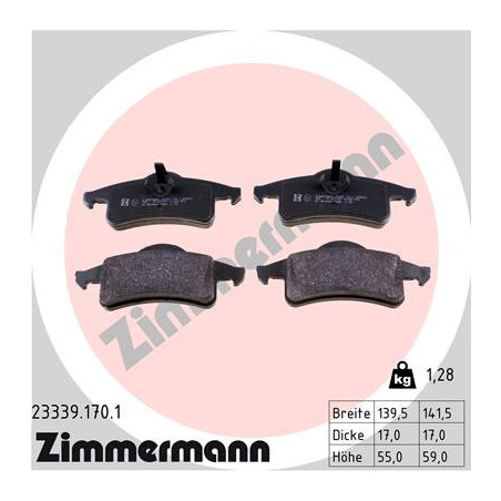 ZIMMERMANN 23339.170.1 Bremsbeläge Hinten für