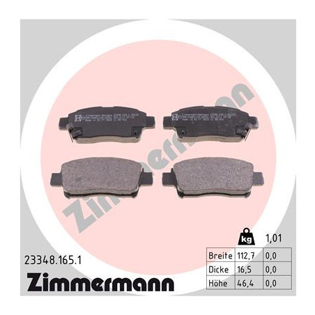 ZIMMERMANN 23348.165.1 Plaquettes de frein