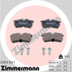 ZIMMERMANN 23353.150.1 Pastillas de freno Trasero para