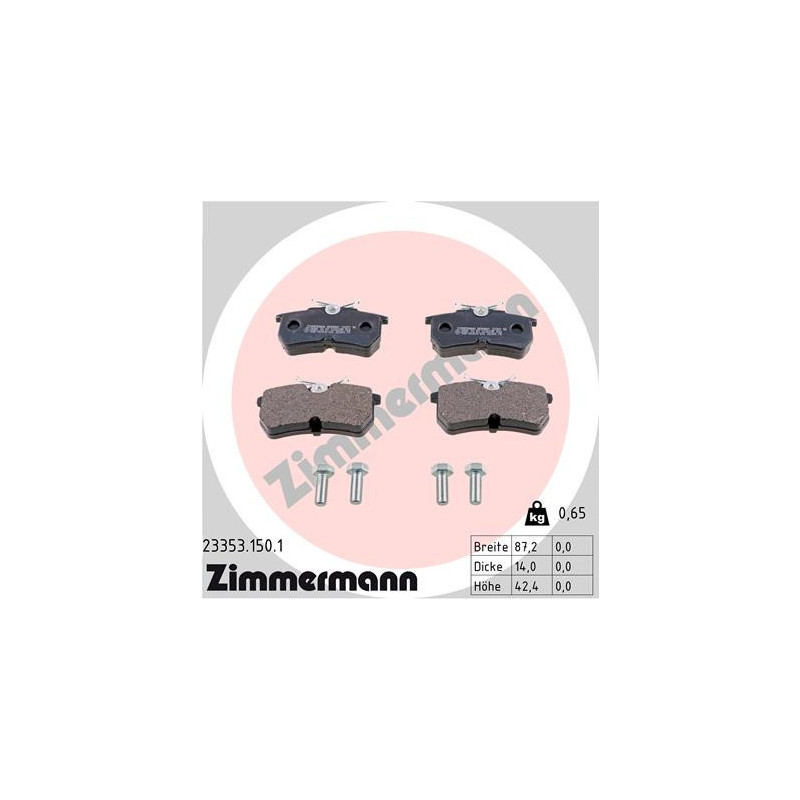 ZIMMERMANN 23353.150.1 Pastillas de freno Trasero para
