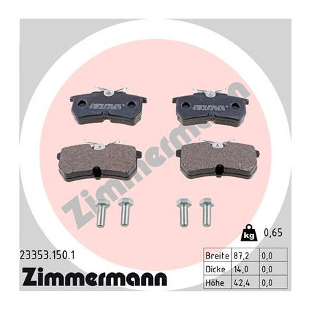 ZIMMERMANN 23353.150.1 Bremsbeläge Hinten für