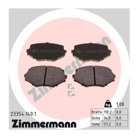 ZIMMERMANN 23354.140.1 Brzdové destičky Přední pro