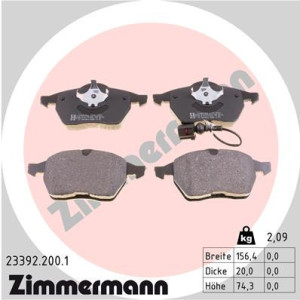 ZIMMERMANN 23392.200.1 Brzdové platničky Predné pre