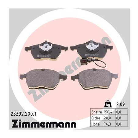 ZIMMERMANN 23392.200.1 Brzdové platničky Predné pre