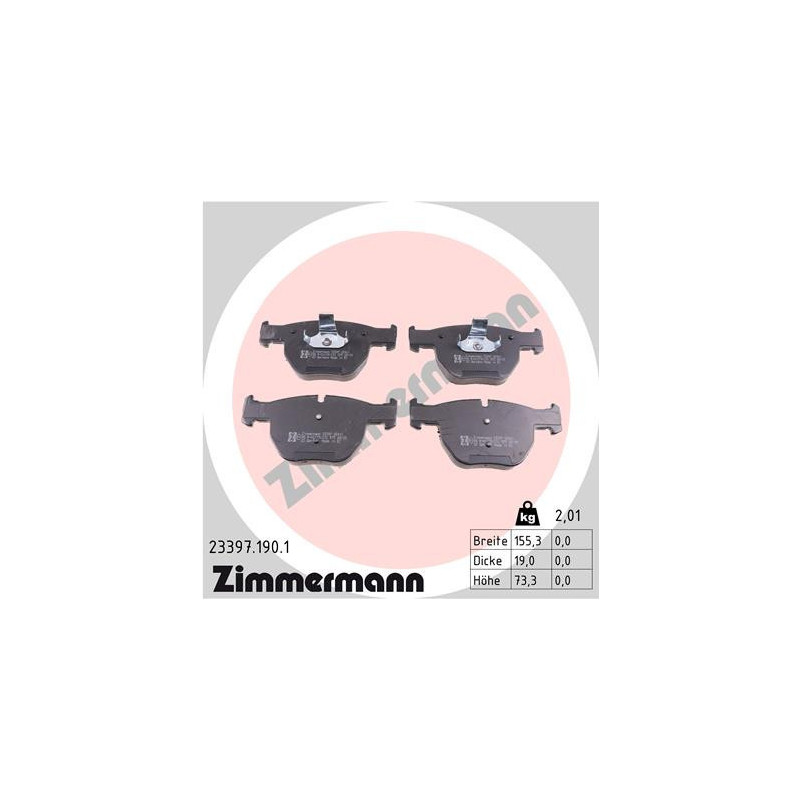 ZIMMERMANN 23397.190.1 Brzdové destičky Přední pro